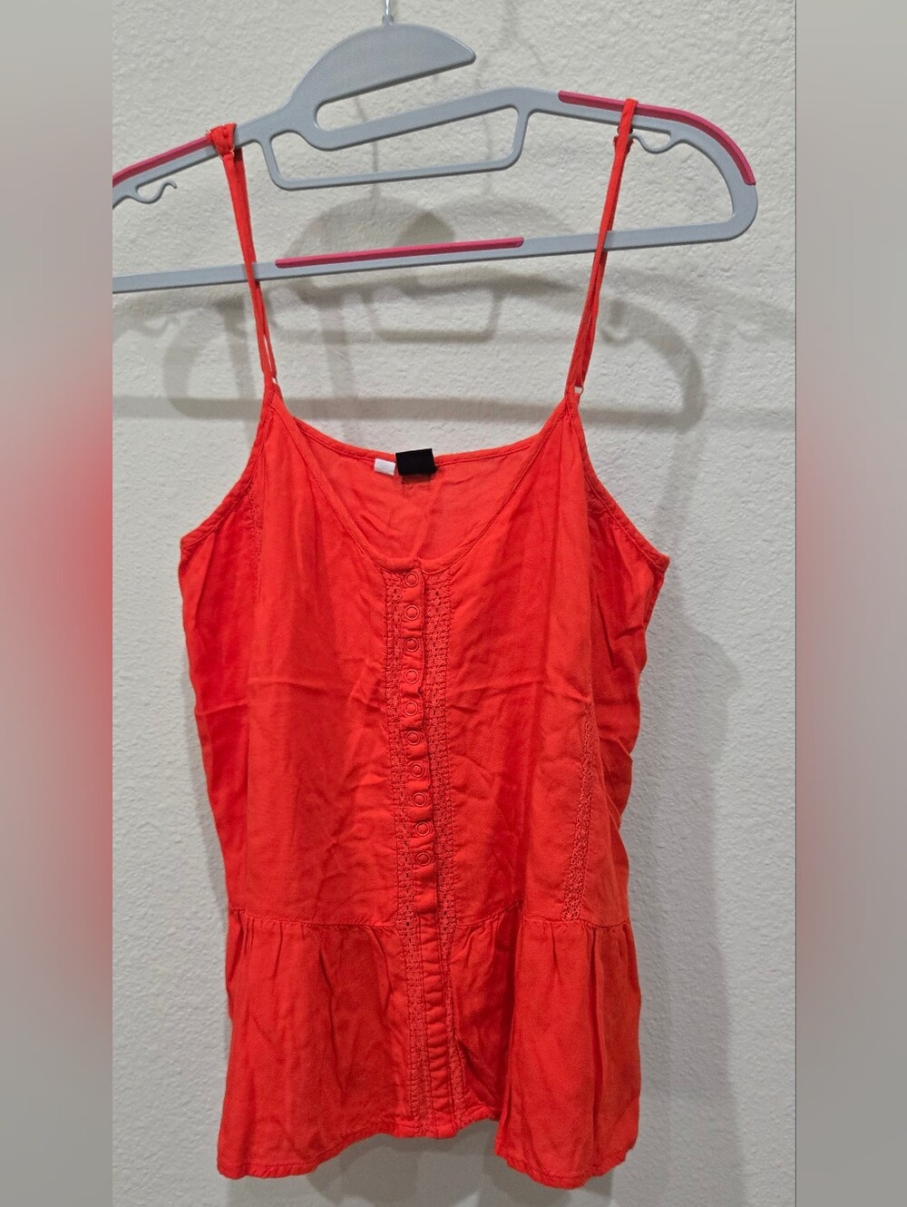 Volcom Coral Red Spaghetti-Strap Button-Front Camisole